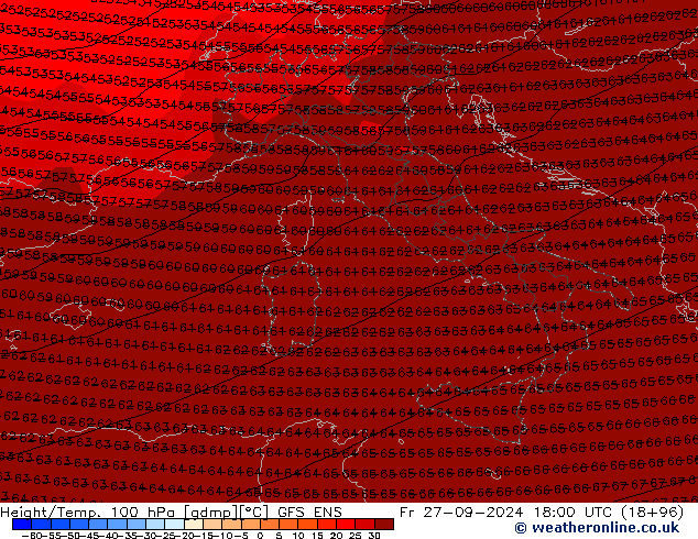 Height/Temp. 100 hPa GFS ENS  27.09.2024 18 UTC