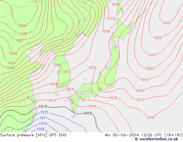 Bodendruck GFS ENS Mo 30.09.2024 12 UTC