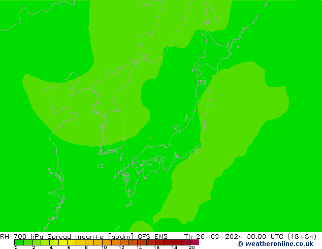 RH 700 hPa Spread GFS ENS Th 26.09.2024 00 UTC