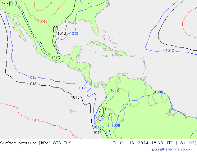 Surface pressure GFS ENS Tu 01.10.2024 18 UTC