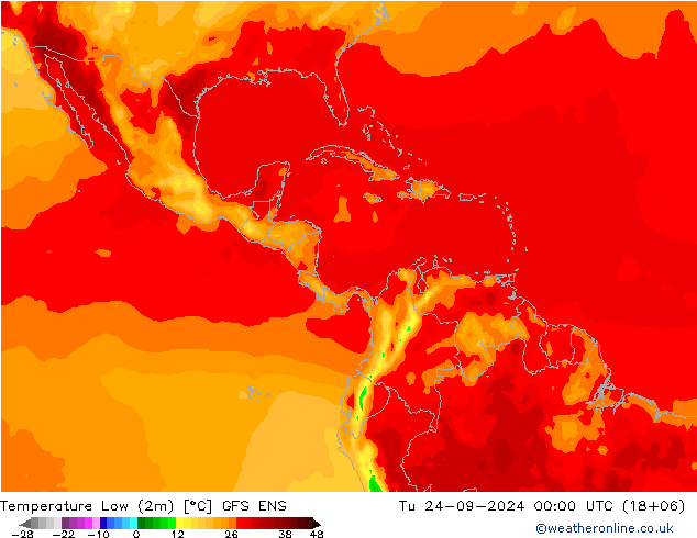 Temperatura mín. (2m) GFS ENS mar 24.09.2024 00 UTC