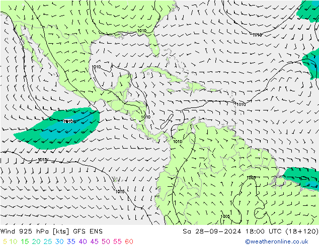 Wind 925 hPa GFS ENS Sa 28.09.2024 18 UTC