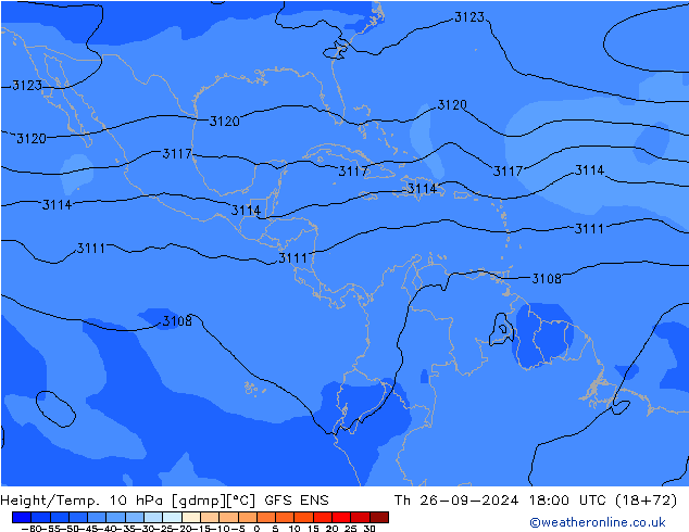 Height/Temp. 10 hPa GFS ENS Qui 26.09.2024 18 UTC