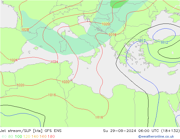 Jet stream/SLP GFS ENS Su 29.09.2024 06 UTC