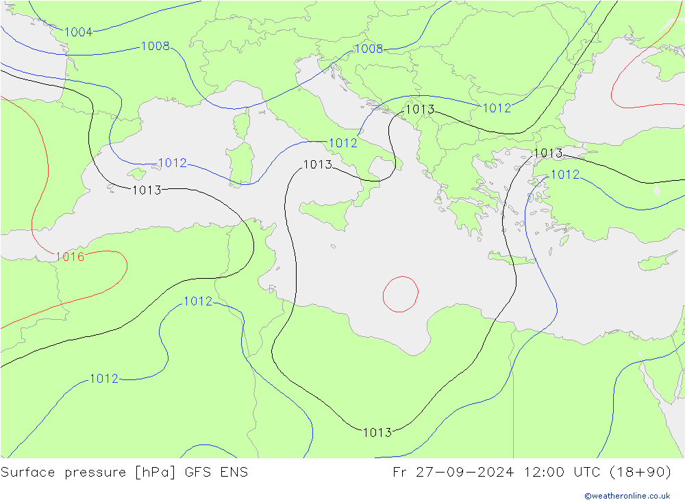 Surface pressure GFS ENS Fr 27.09.2024 12 UTC