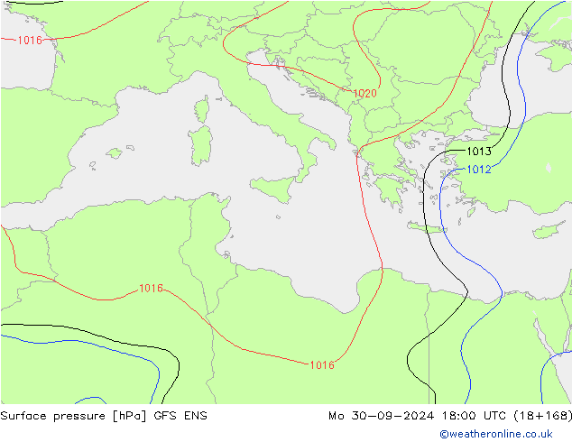 ciśnienie GFS ENS pon. 30.09.2024 18 UTC