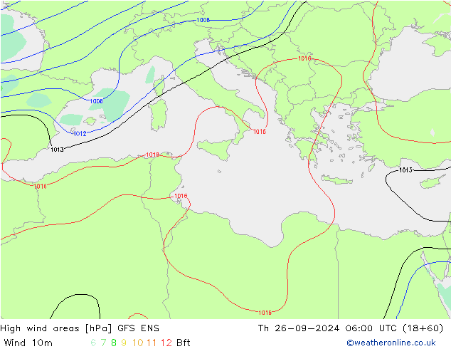 High wind areas GFS ENS Th 26.09.2024 06 UTC