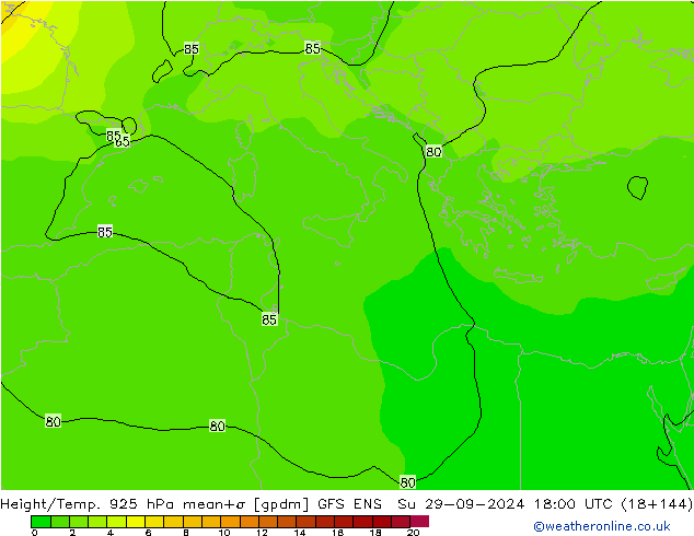 Height/Temp. 925 hPa GFS ENS Ne 29.09.2024 18 UTC