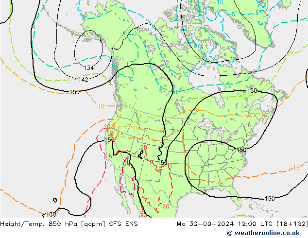 Height/Temp. 850 гПа GFS ENS пн 30.09.2024 12 UTC