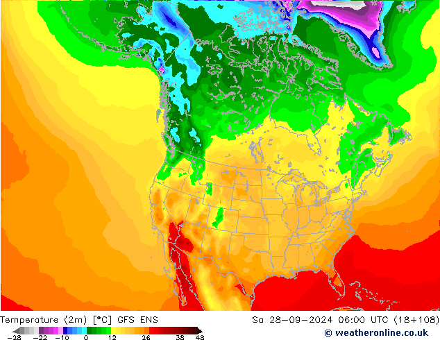 Temperature (2m) GFS ENS So 28.09.2024 06 UTC