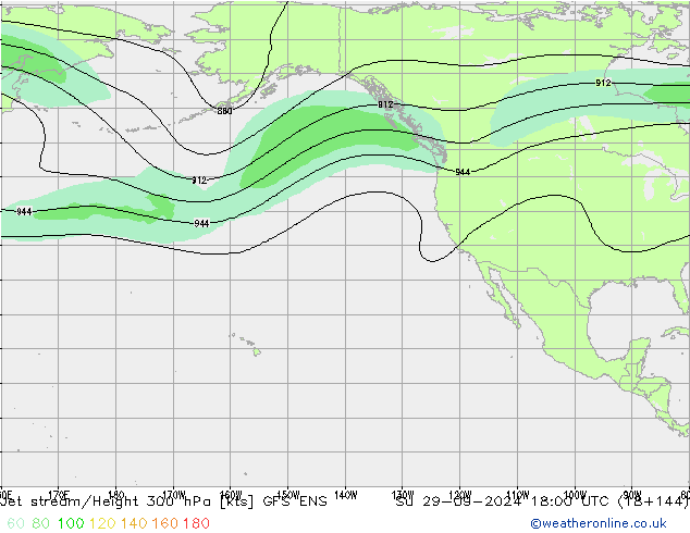 Jet stream/Height 300 hPa GFS ENS Ne 29.09.2024 18 UTC