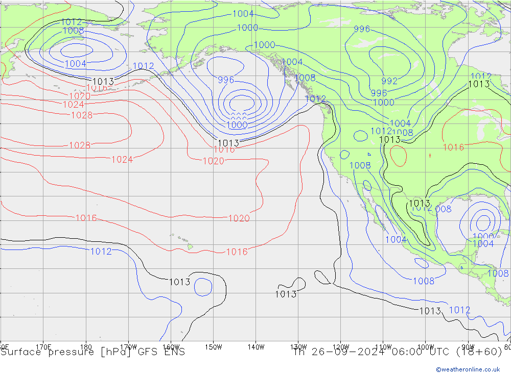 Presión superficial GFS ENS jue 26.09.2024 06 UTC