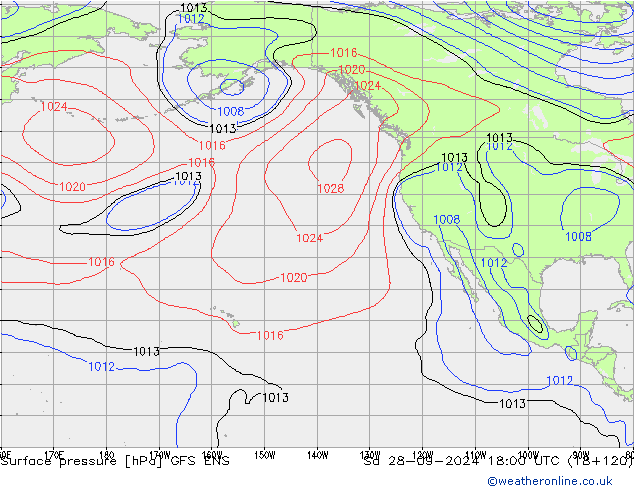 Surface pressure GFS ENS Sa 28.09.2024 18 UTC