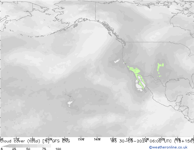 zachmurzenie (suma) GFS ENS pon. 30.09.2024 06 UTC