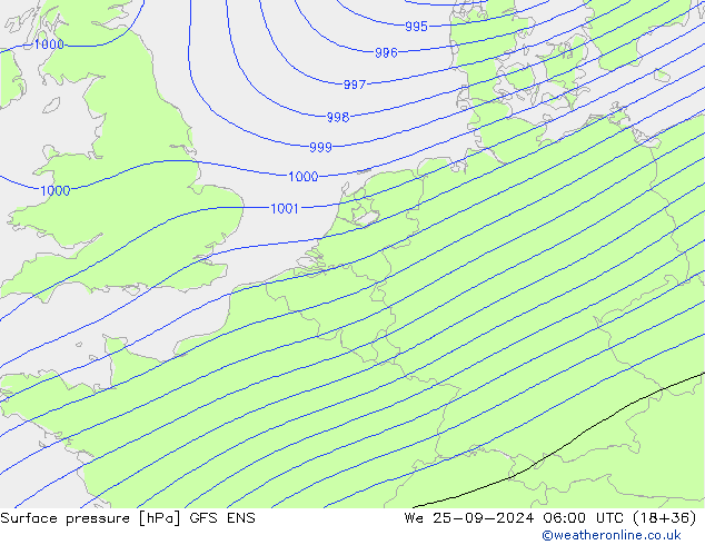 Presión superficial GFS ENS mié 25.09.2024 06 UTC