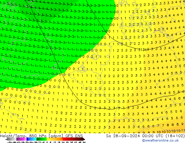 Yükseklik/Sıc. 850 hPa GFS ENS Cts 28.09.2024 00 UTC