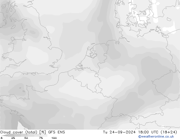 Bewolking (Totaal) GFS ENS di 24.09.2024 18 UTC