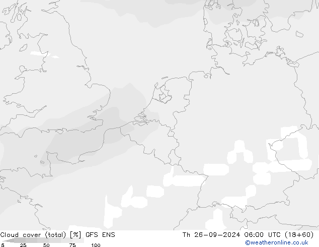 Cloud cover (total) GFS ENS Th 26.09.2024 06 UTC