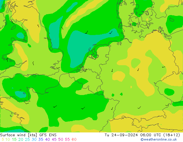 Vent 10 m GFS ENS mar 24.09.2024 06 UTC