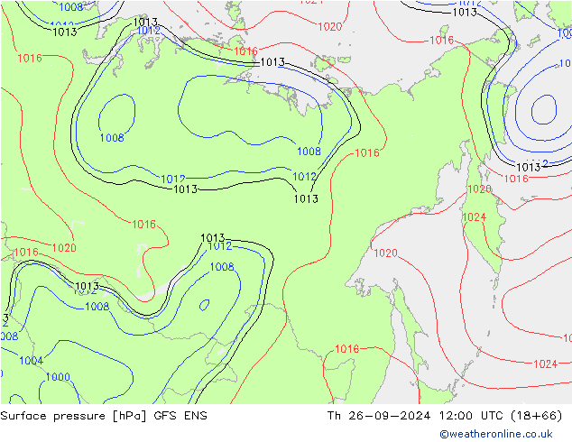 pressão do solo GFS ENS Qui 26.09.2024 12 UTC