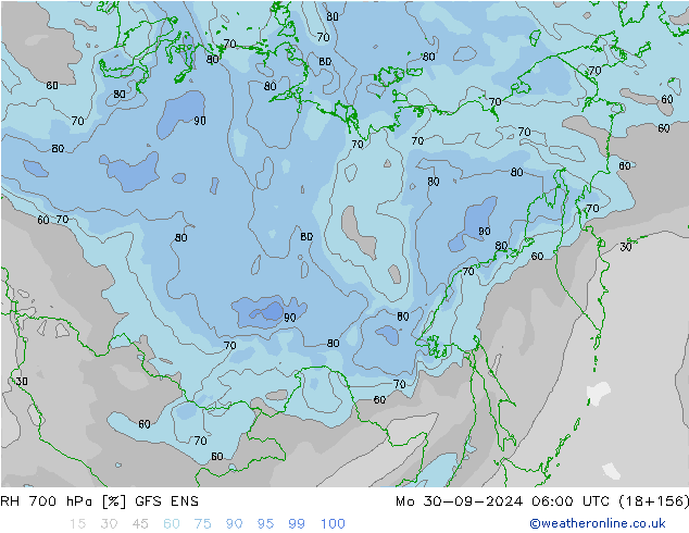 RH 700 hPa GFS ENS Mo 30.09.2024 06 UTC