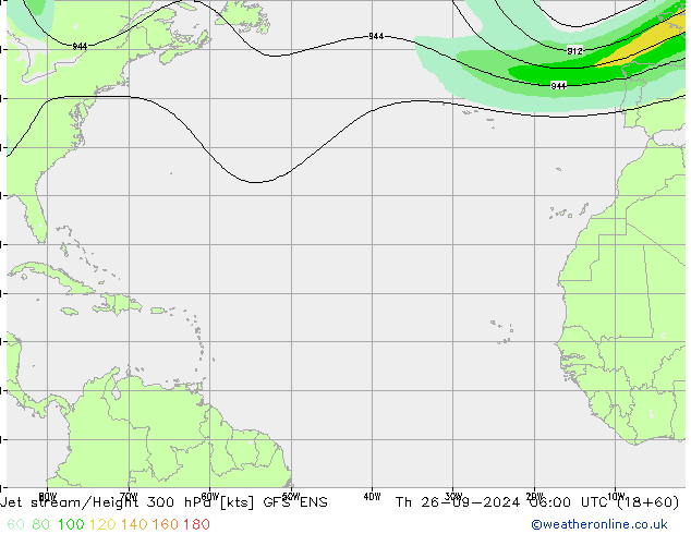 Jet stream/Height 300 hPa GFS ENS Th 26.09.2024 06 UTC