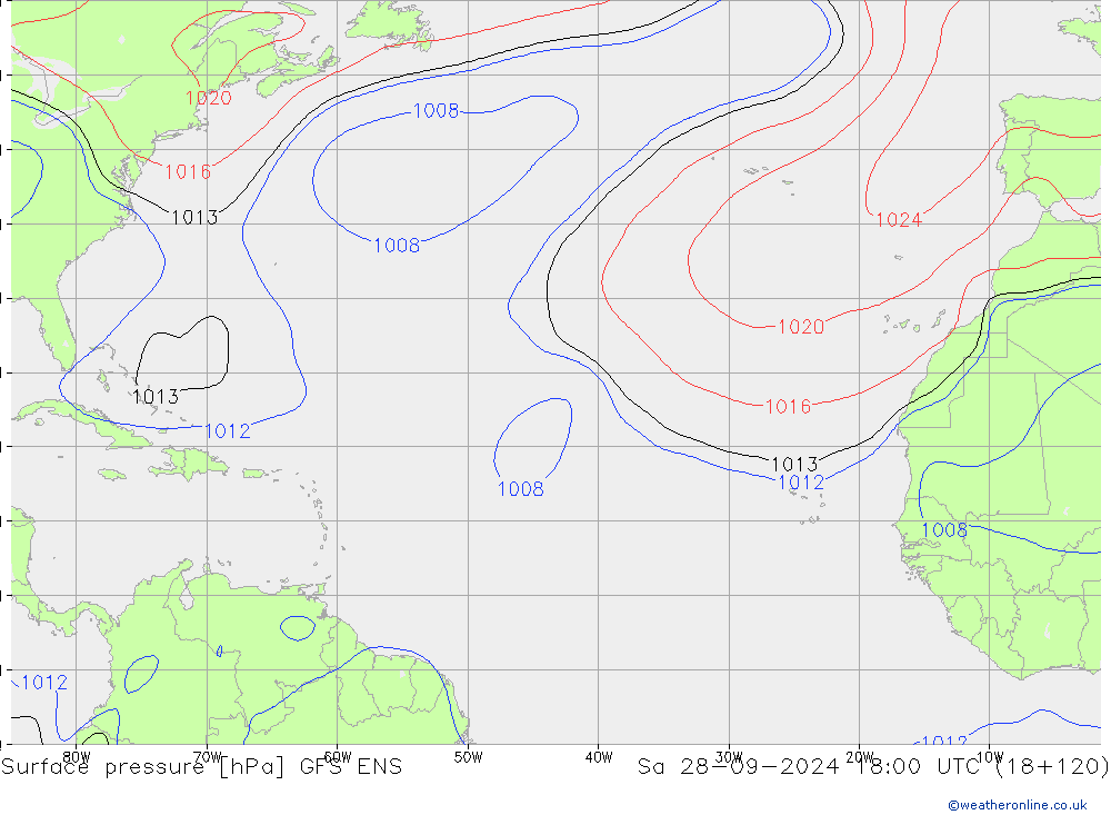 Pressione al suolo GFS ENS sab 28.09.2024 18 UTC