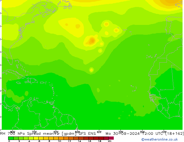 RH 700 гПа Spread GFS ENS пн 30.09.2024 12 UTC