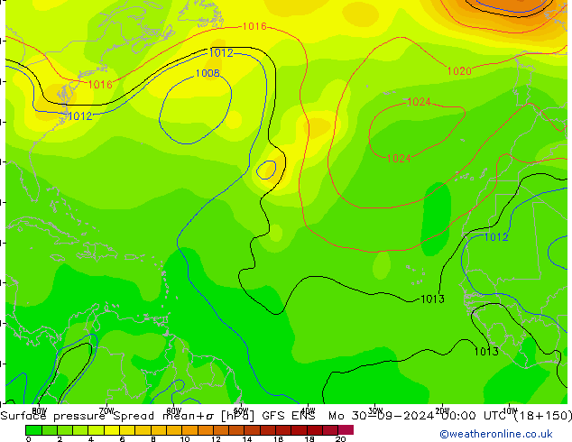 Surface pressure Spread GFS ENS Mo 30.09.2024 00 UTC