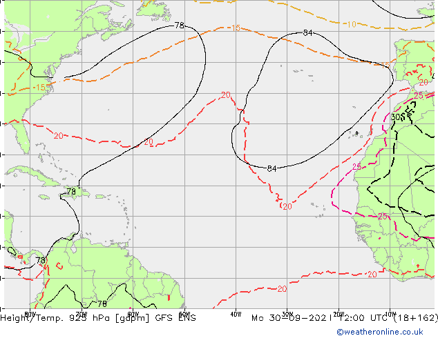 Geop./Temp. 925 hPa GFS ENS lun 30.09.2024 12 UTC