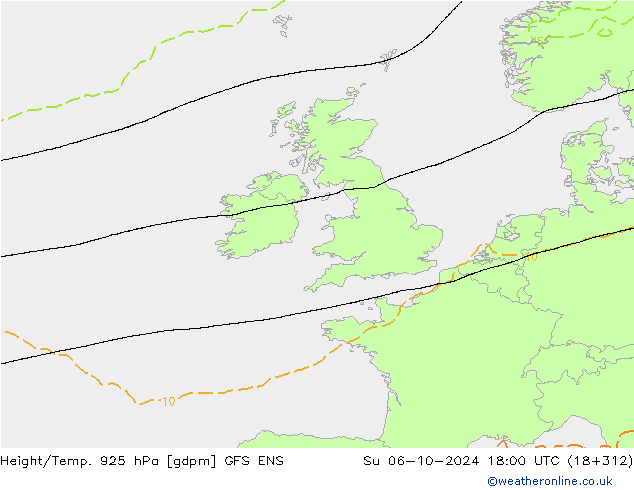 Height/Temp. 925 hPa GFS ENS Su 06.10.2024 18 UTC