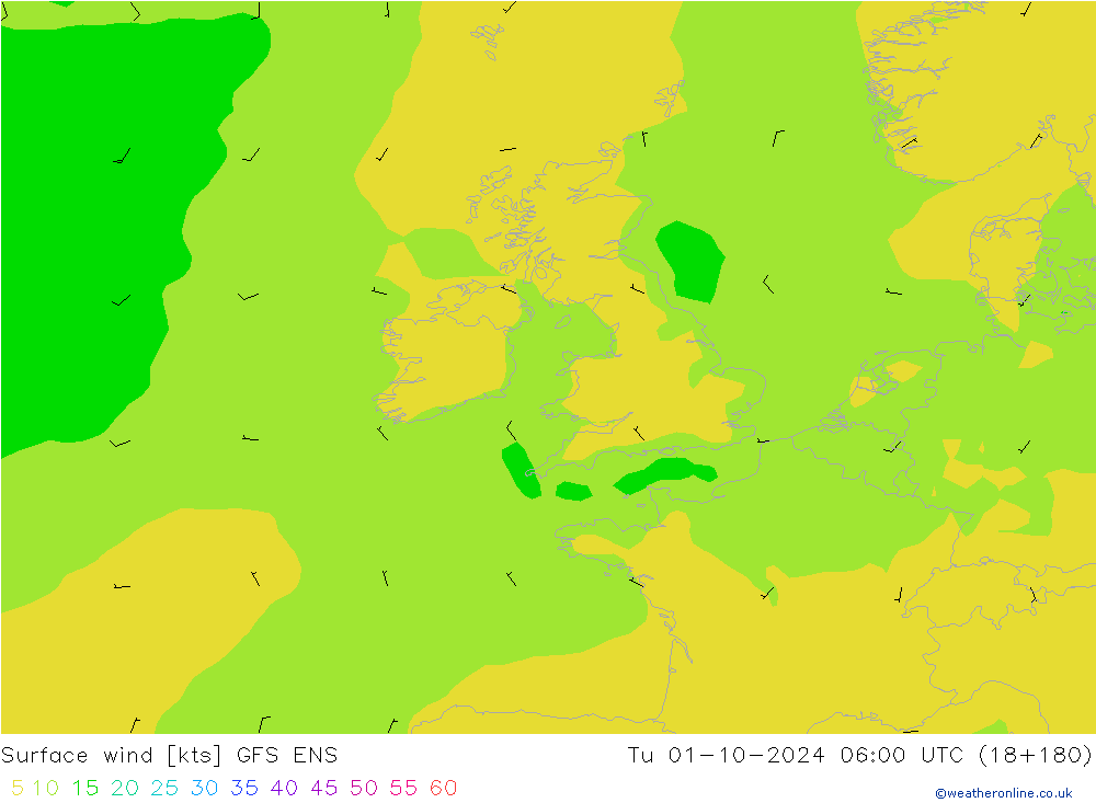 Wind 10 m GFS ENS di 01.10.2024 06 UTC