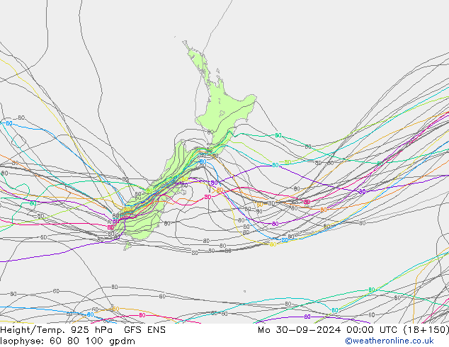 Géop./Temp. 925 hPa GFS ENS lun 30.09.2024 00 UTC