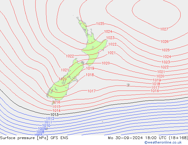 Surface pressure GFS ENS Mo 30.09.2024 18 UTC