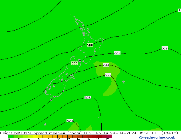 Geop. 500 hPa Spread GFS ENS mar 24.09.2024 06 UTC