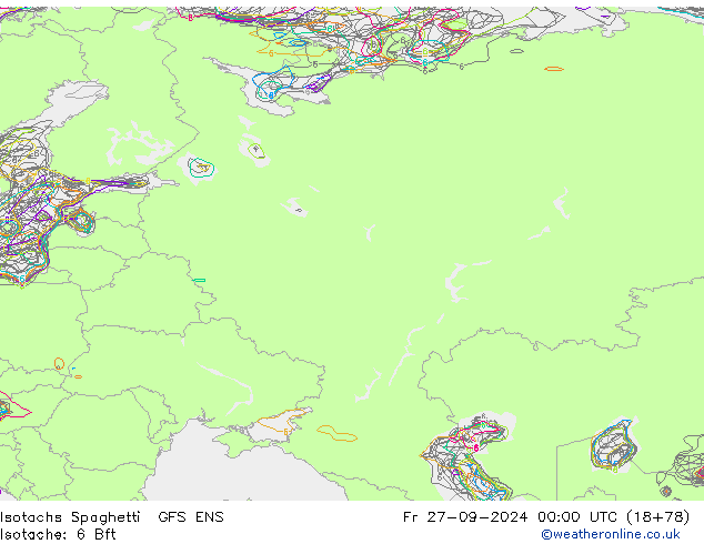 Eşrüzgar Hızları Spaghetti GFS ENS Cu 27.09.2024 00 UTC