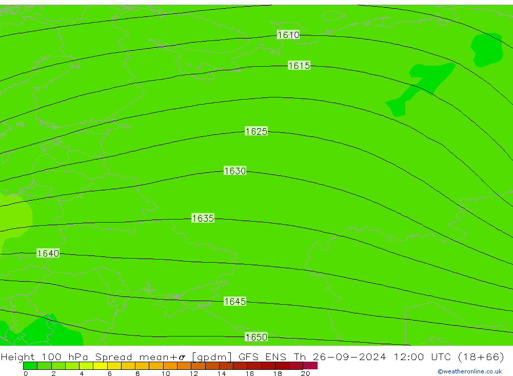 Height 100 hPa Spread GFS ENS Th 26.09.2024 12 UTC