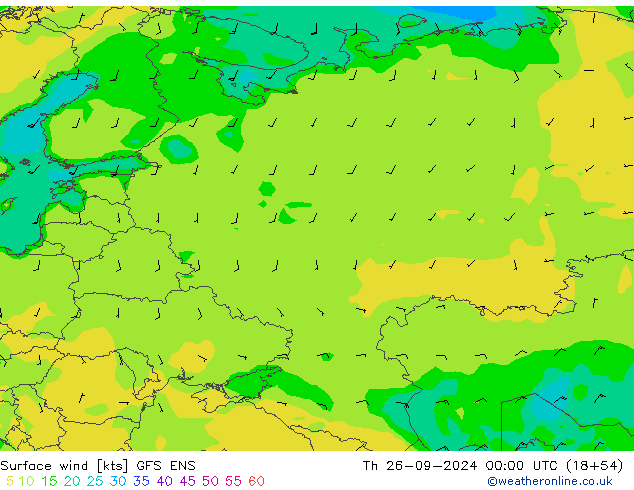 ветер 10 m GFS ENS чт 26.09.2024 00 UTC