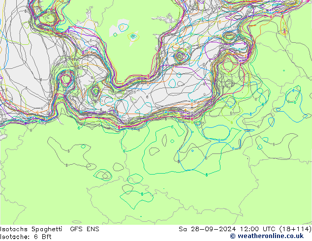 Isotachs Spaghetti GFS ENS Sáb 28.09.2024 12 UTC