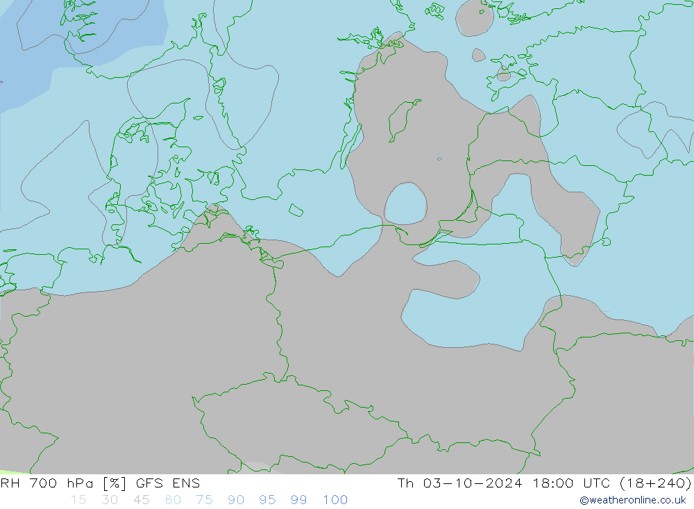 RH 700 hPa GFS ENS Th 03.10.2024 18 UTC