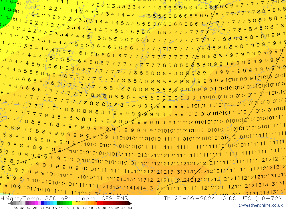 Height/Temp. 850 hPa GFS ENS gio 26.09.2024 18 UTC