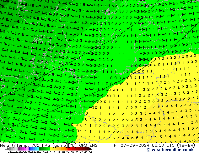 Height/Temp. 700 hPa GFS ENS Fr 27.09.2024 06 UTC