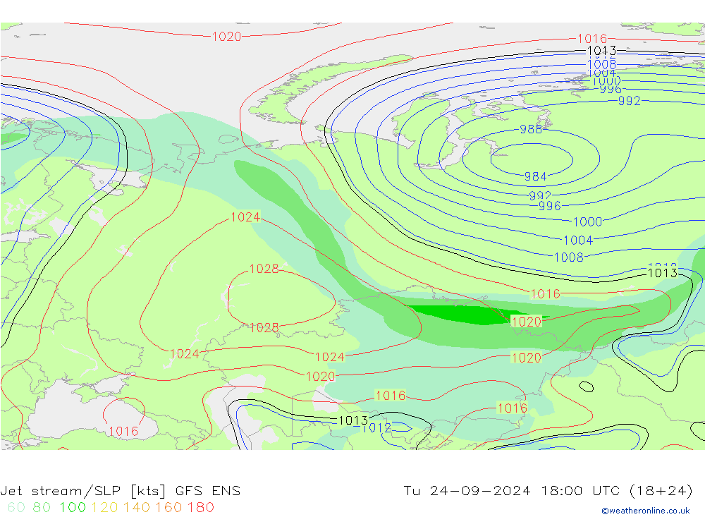 Corrente a getto GFS ENS mar 24.09.2024 18 UTC