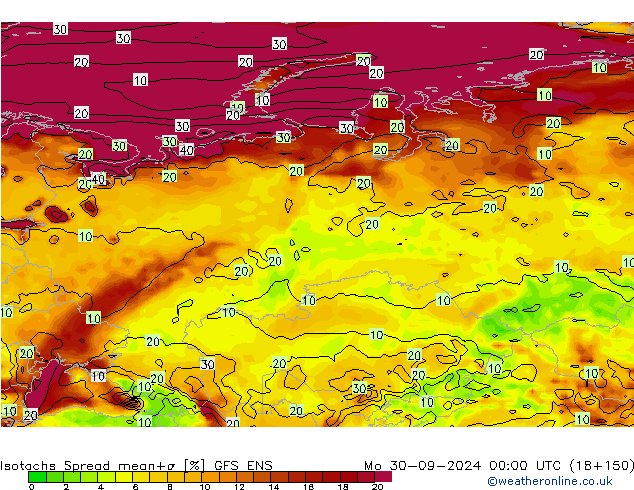 Isotachs Spread GFS ENS  30.09.2024 00 UTC