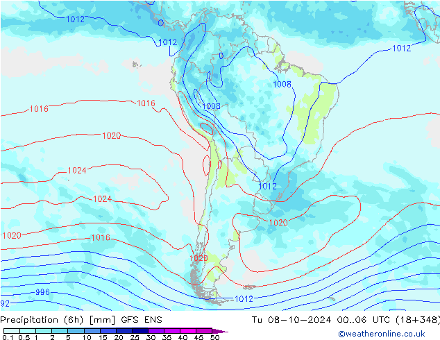 Precipitación (6h) GFS ENS mar 08.10.2024 06 UTC