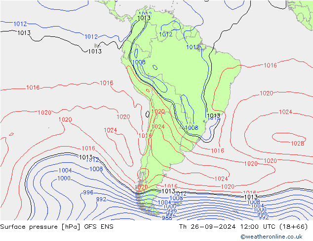 Pressione al suolo GFS ENS gio 26.09.2024 12 UTC