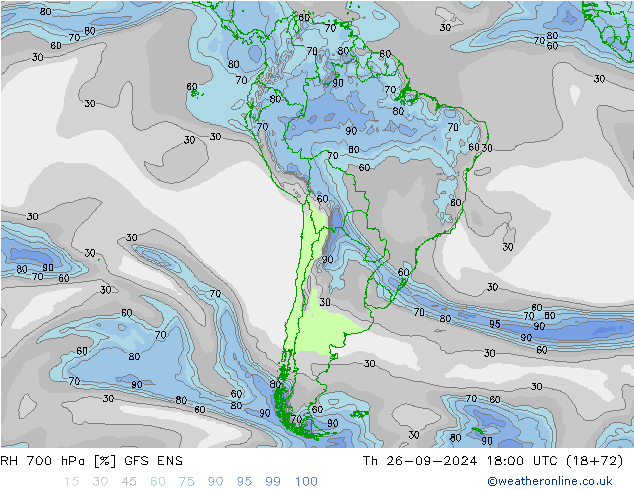 RH 700 hPa GFS ENS Th 26.09.2024 18 UTC