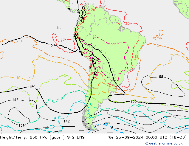 Height/Temp. 850 hPa GFS ENS We 25.09.2024 00 UTC