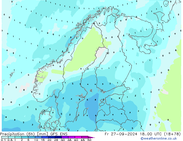 Precipitation (6h) GFS ENS Fr 27.09.2024 00 UTC