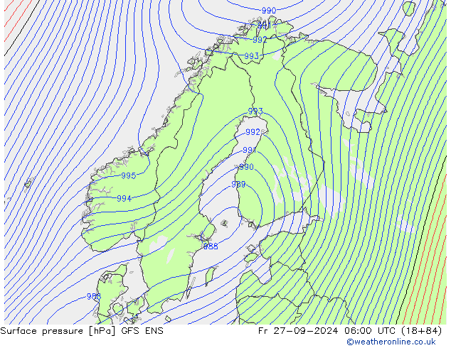 Surface pressure GFS ENS Fr 27.09.2024 06 UTC